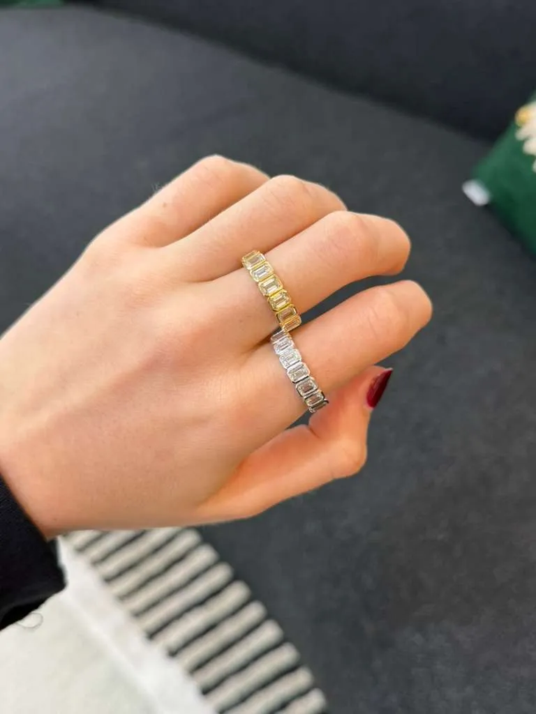 1.80ct Diamond 18K Gold Emerald Cut Half Eternity Ring sold by Wish Fine Jewelry product image thumbnail 5