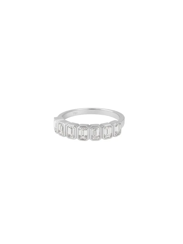 1.80ct Diamond 18K Gold Emerald Cut Half Eternity Ring sold by Wish Fine Jewelry