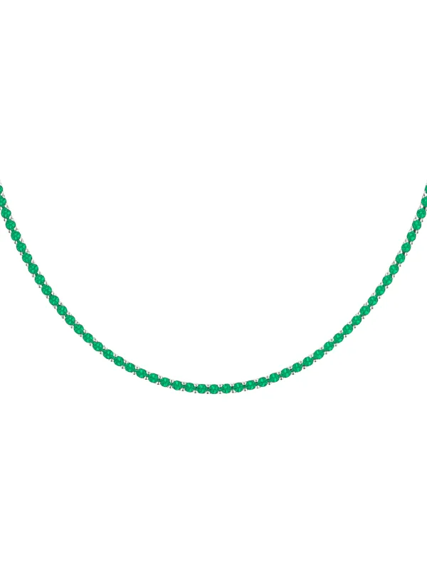10.23ct Emerald 18K Gold Tennis Necklace sold by Wish Fine Jewelry