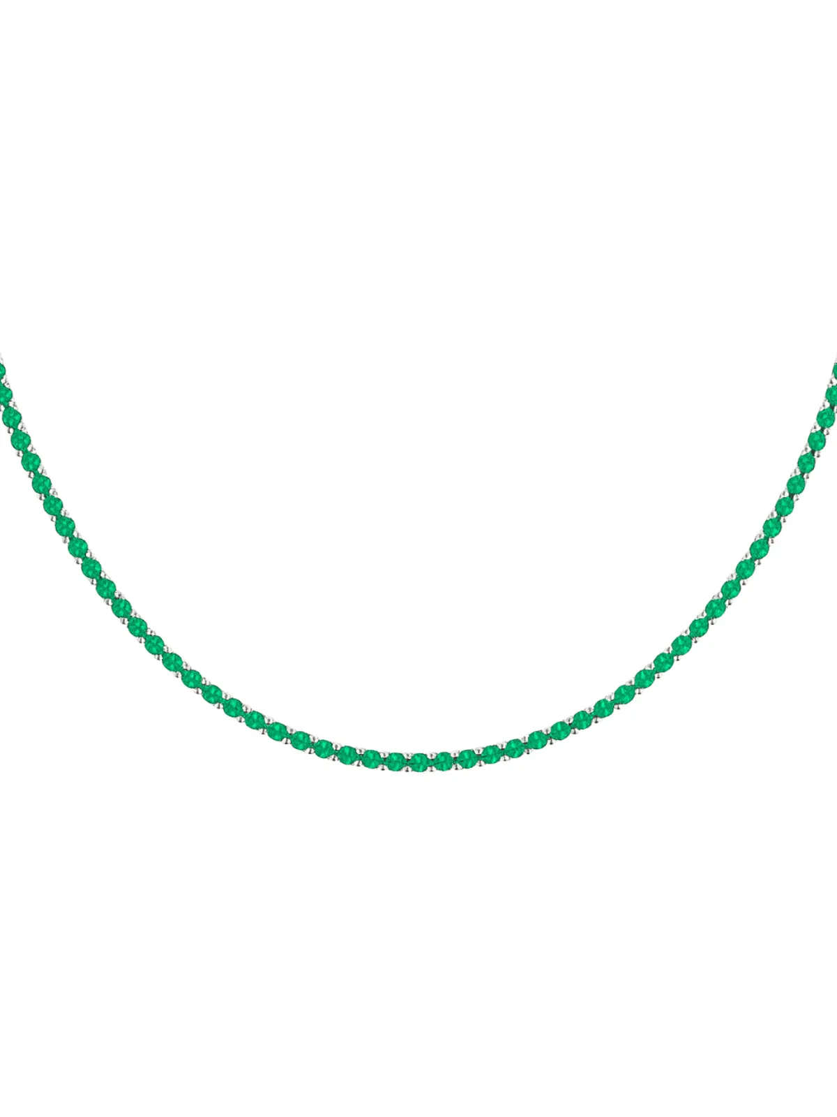 10.23ct Emerald 18K Gold Tennis Necklace sold by Wish Fine Jewelry