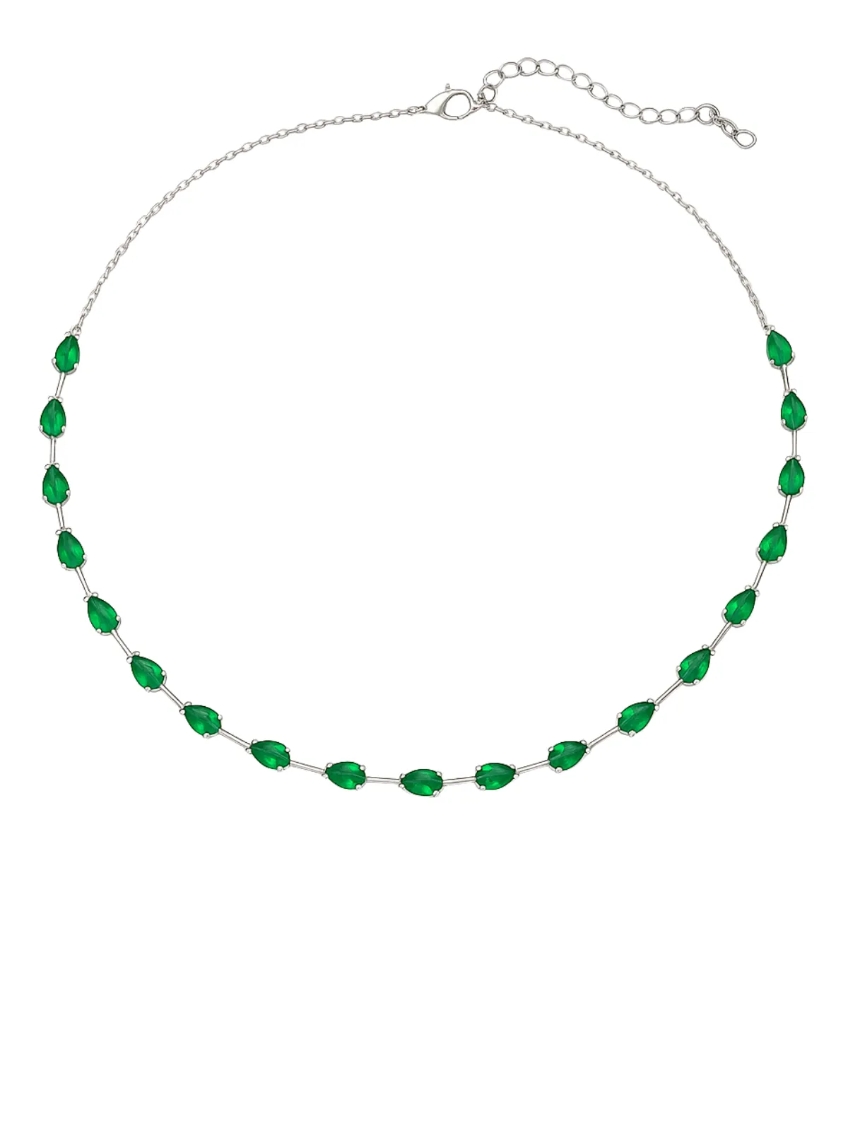3.68ct Emerald 18K Gold Pear Choker Tennis Necklace sold by Wish Fine Jewelry product image thumbnail 2