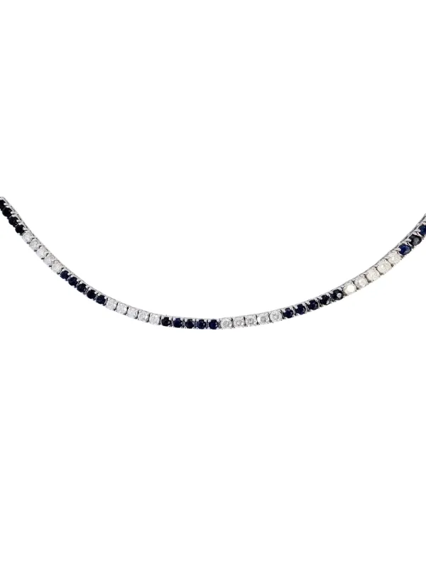 11.85ct Diamond Sapphire 14K Gold Tennis Necklace sold by Wish Fine Jewelry
