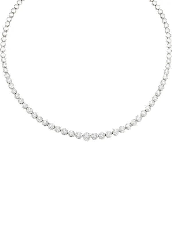 8.25ct Diamond 18K Gold Bezel Set Half Tennis Necklace sold by Wish Fine Jewelry
