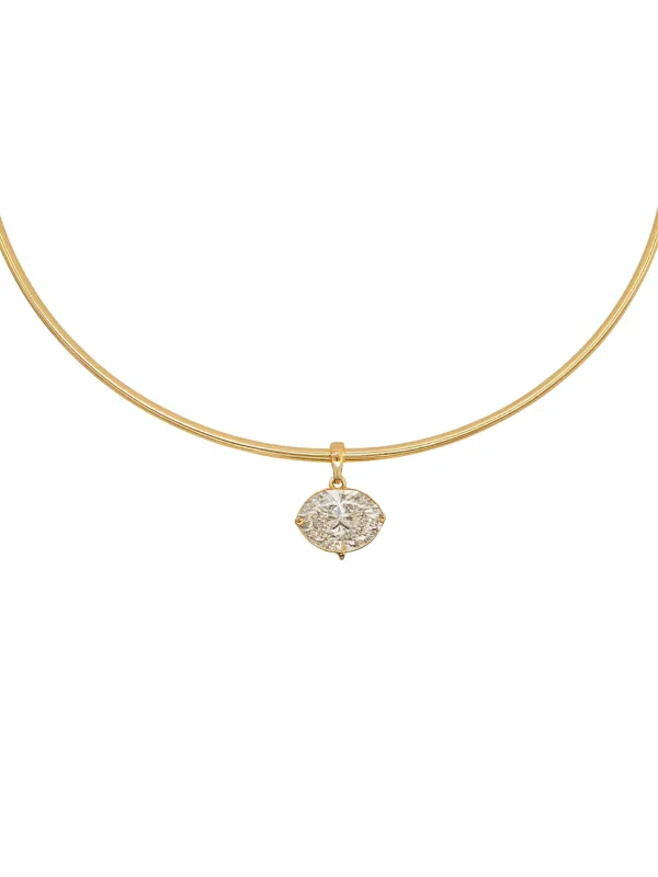 3.00ct Diamond 18K Gold Pendant Wire Collar Necklace sold by Wish Fine Jewelry