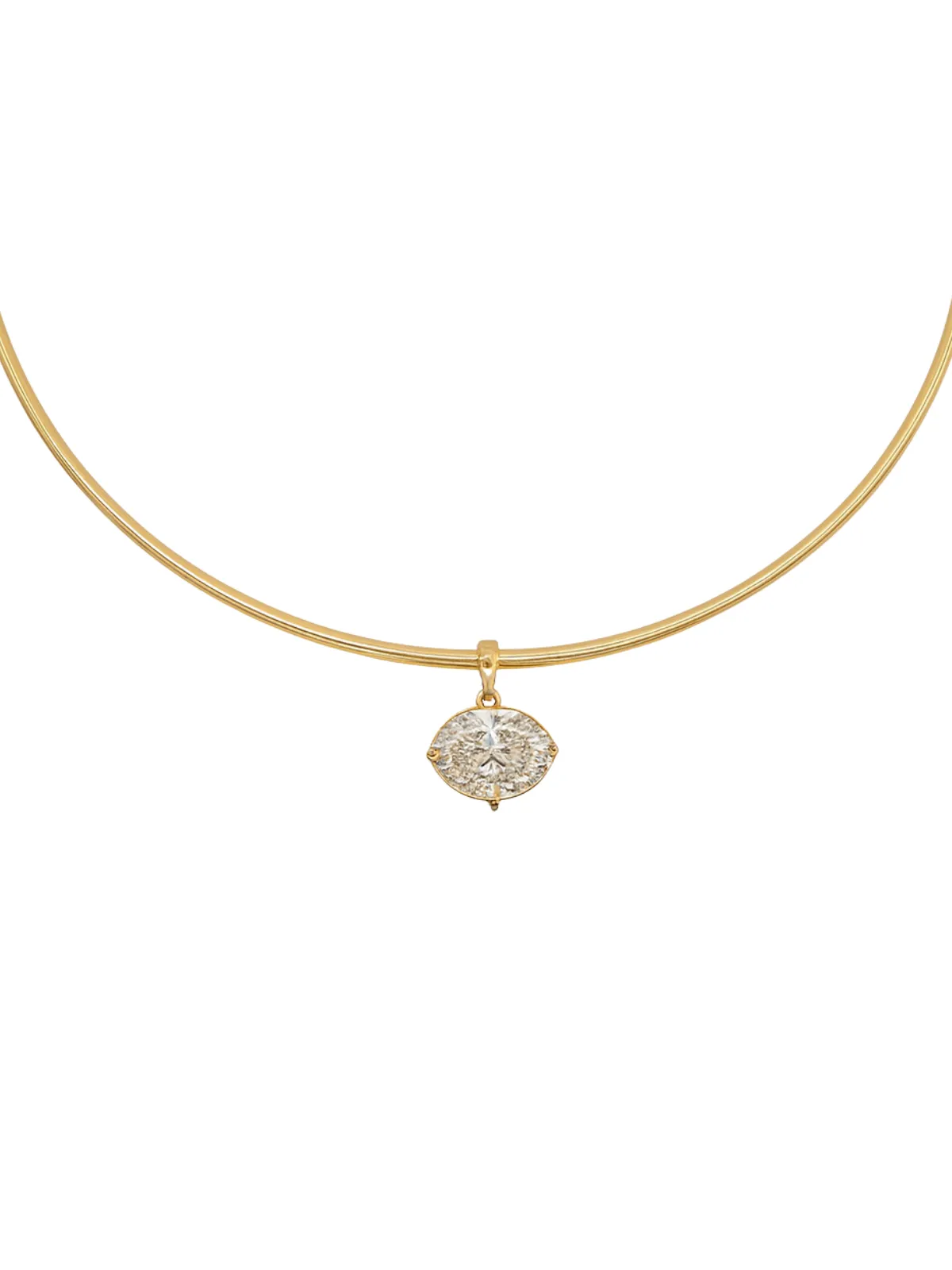 3.00ct Diamond 18K Gold Pendant Wire Collar Necklace sold by Wish Fine Jewelry