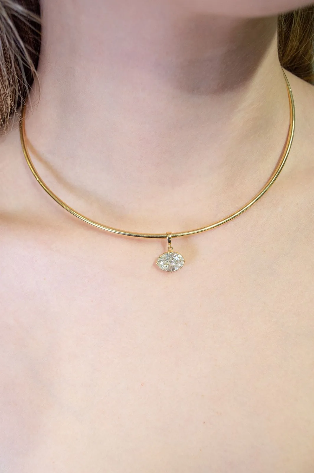 3.00ct Diamond 18K Gold Pendant Wire Collar Necklace sold by Wish Fine Jewelry product image thumbnail 3