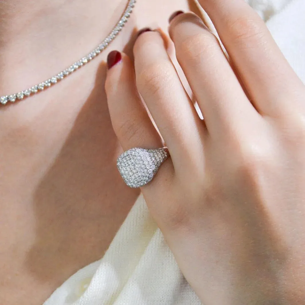 2.09ct Diamond 18K Gold Pave Signet Ring sold by Wish Fine Jewelry product image thumbnail 4