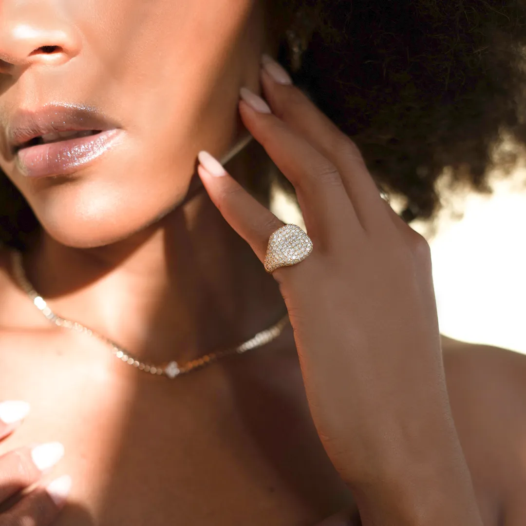 2.09ct Diamond 18K Gold Pave Signet Ring sold by Wish Fine Jewelry product image thumbnail 5