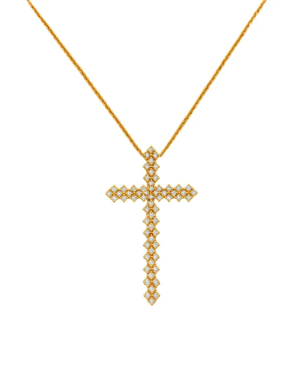 1.15ct Diamond 18K Gold Cross Necklace sold by Wish Fine Jewelry