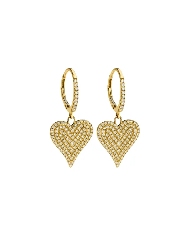 1.85ct Diamond 18K Hoop Heart Dangle Earrings sold by Wish Fine Jewelry