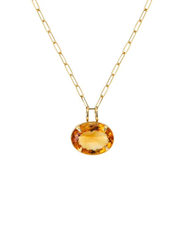 33.42ct Citrine 18K Gold Statement Pendant made by Wish Fine Jewelry