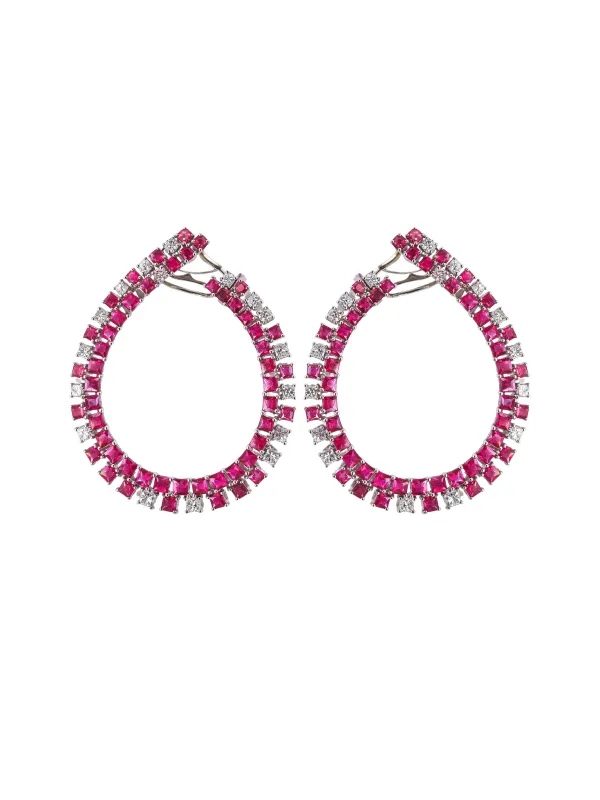 12.10ct Diamond Ruby 18K Gold Statement Earrings sold by Wish Fine Jewelry
