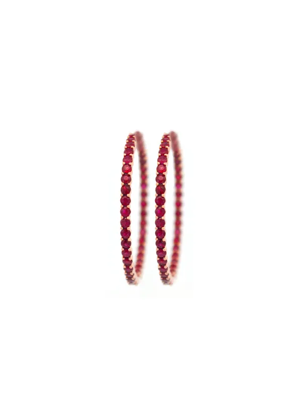 3.49ct Ruby 18K Gold Hoop Earring sold by Wish Fine Jewelry