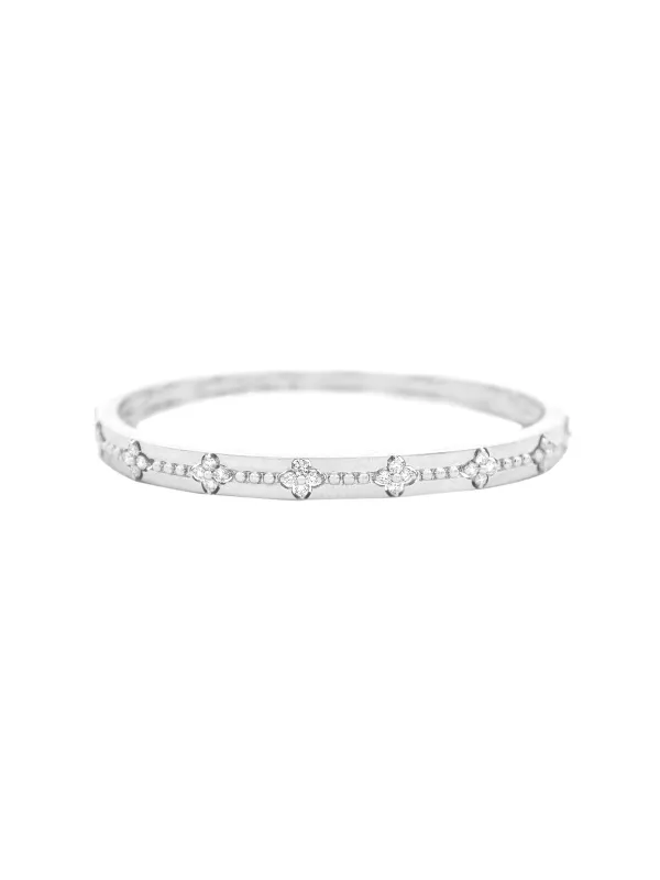 0.70ct Diamond 14K Gold Dainty Flower Bangle Bracelet sold by Wish Fine Jewelry