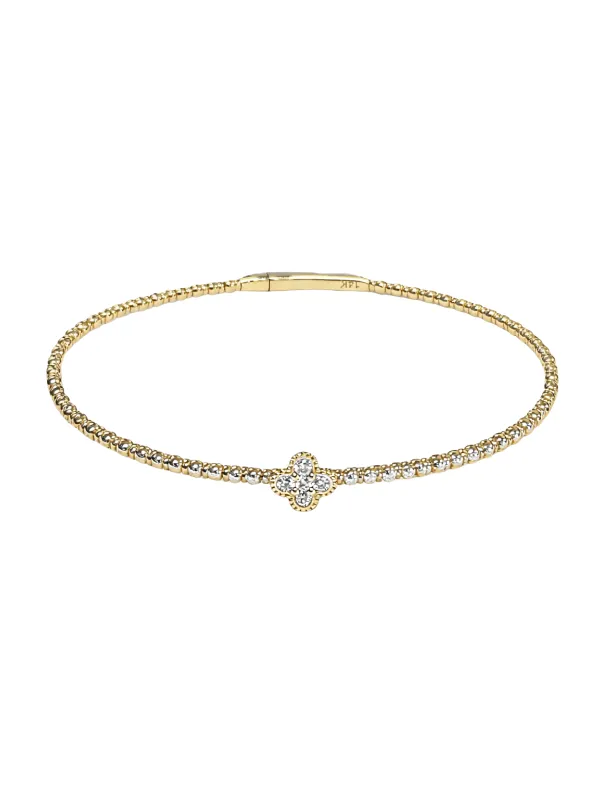 0.11ct Diamond 14K Gold Dainty Flower Flexible Bracelet sold by Wish Fine Jewelry