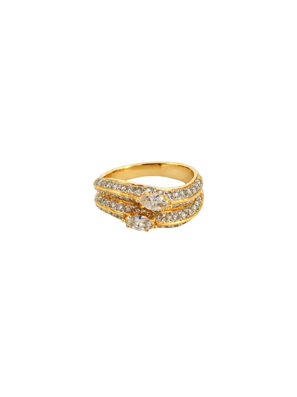 1.27ct Diamond 18K Gold Double Row Wave Ring sold by Wish Fine Jewelry