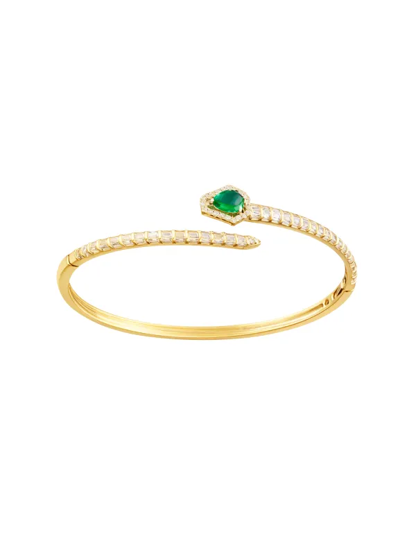 2.13ct Diamond Emerald 14K Gold Snake Cuff Bracelet sold by Wish Fine Jewelry