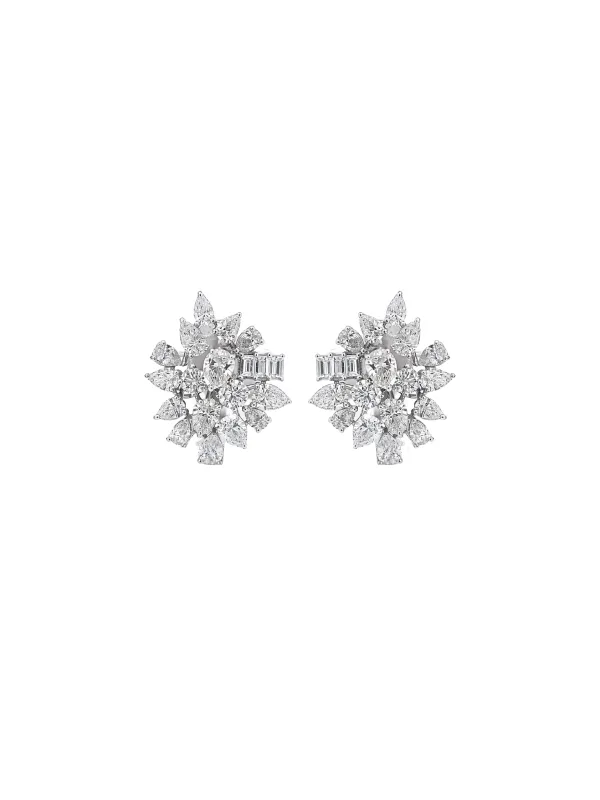 2.96ct Diamond 18K Gold Leaf Cluster Earrings sold by Wish Fine Jewelry