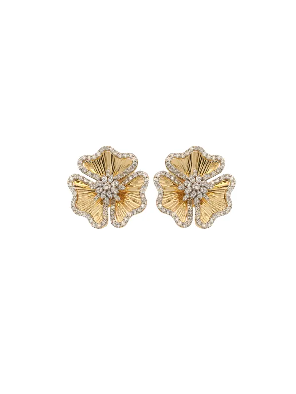1.04ct Diamond 14K Gold Flower Earrings sold by Wish Fine Jewelry