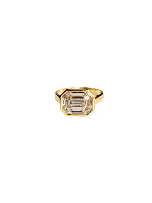 1.26ct Diamond 18K Gold Baguette Illusion Ring sold by Wish Fine Jewelry