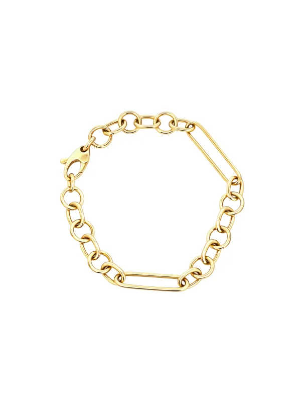 14K Gold Mixed Link Chain Bracelet sold by Wish Fine Jewelry