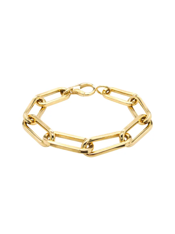 14K Gold Paper Clip Chain Bracelet made by Wish Fine Jewelry