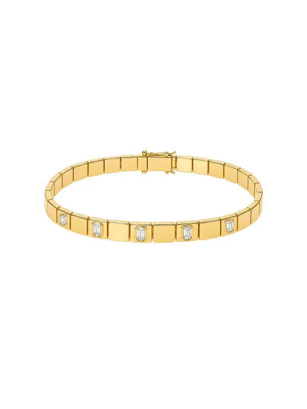 0.55ct Diamond 14K Gold Bezel Emerald Cut Link Bracelet sold by Wish Fine Jewelry