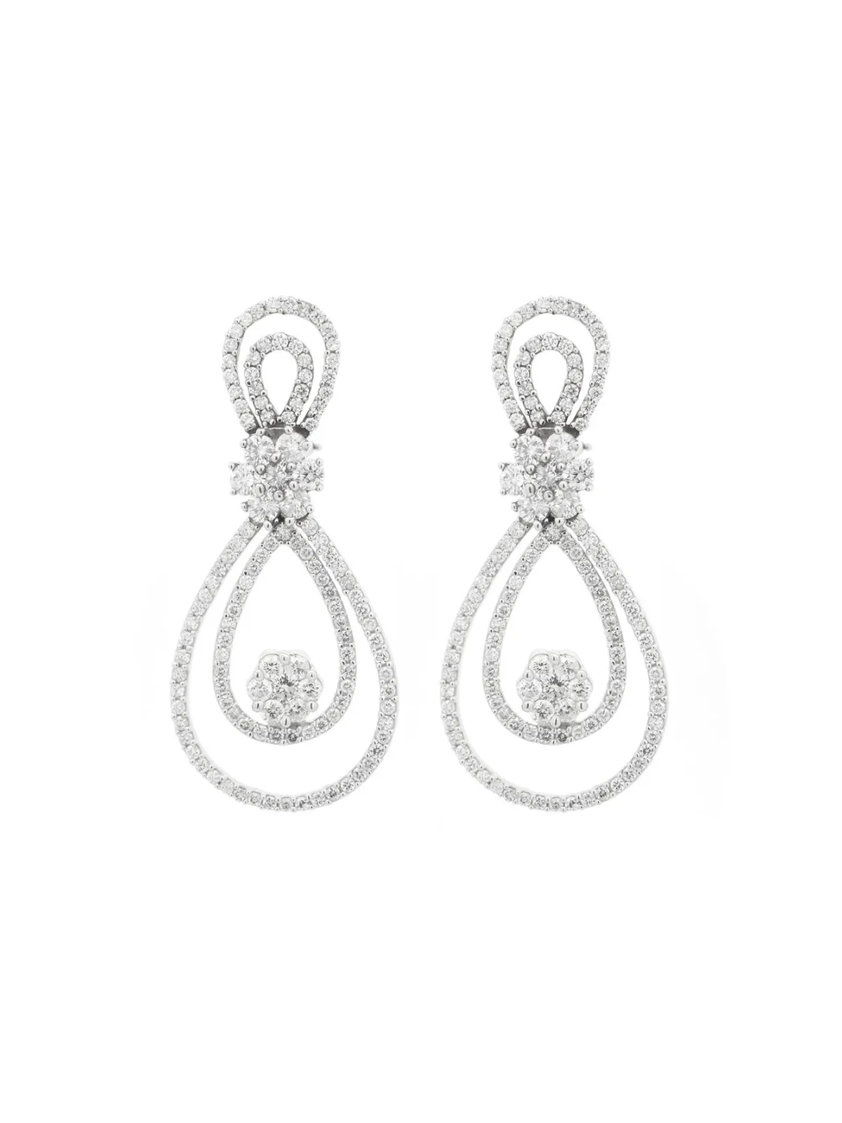 5.50ct Diamond 14K Gold Multi Layered Tear Drop Earrings sold by Wish Fine Jewelry