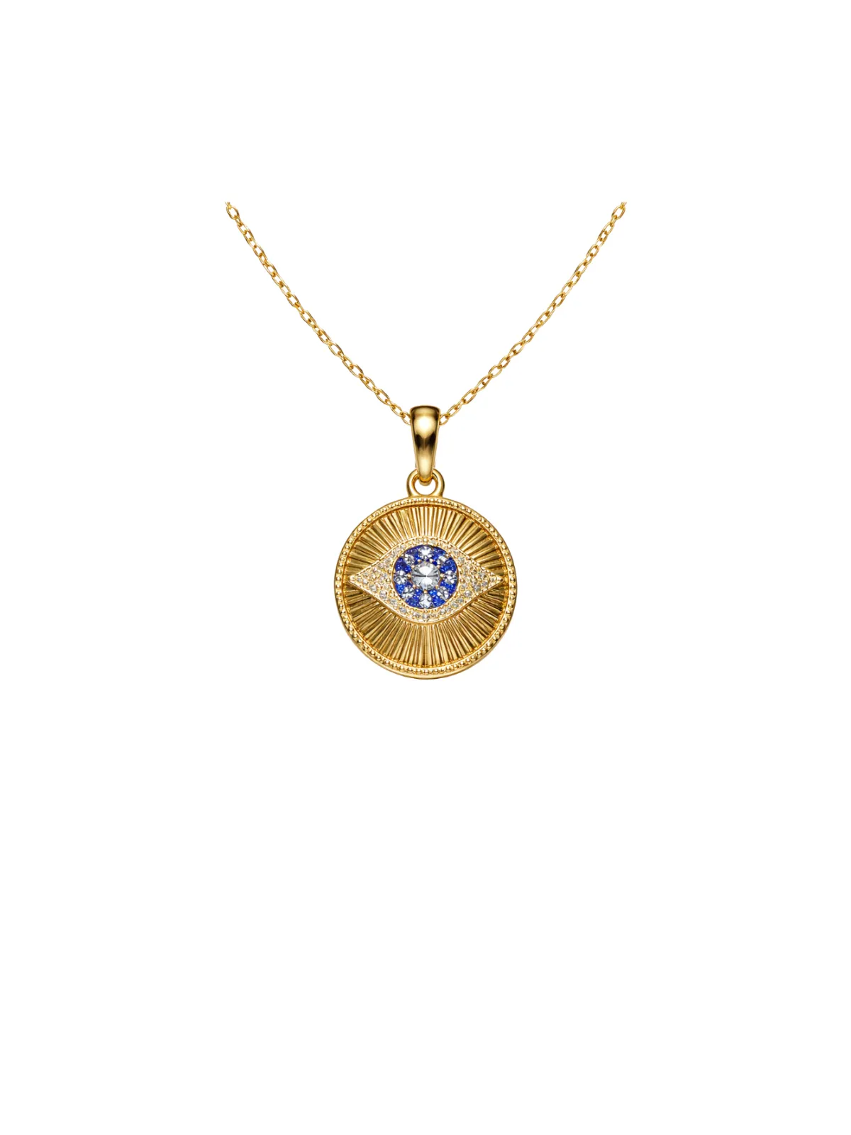 0.39ct Diamond Sapphire 14K Gold Evil Eye Pendant sold by Wish Fine Jewelry