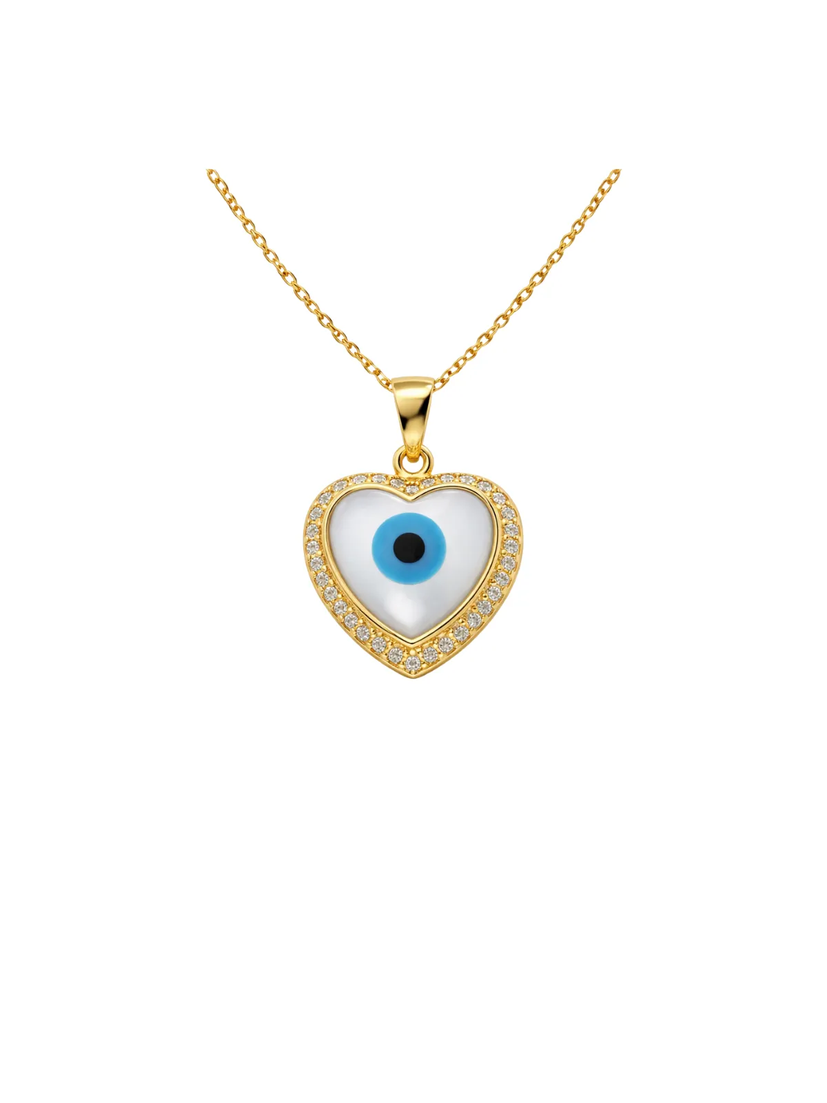 14K Gold Evil Eye Heart Pendant sold by Wish Fine Jewelry