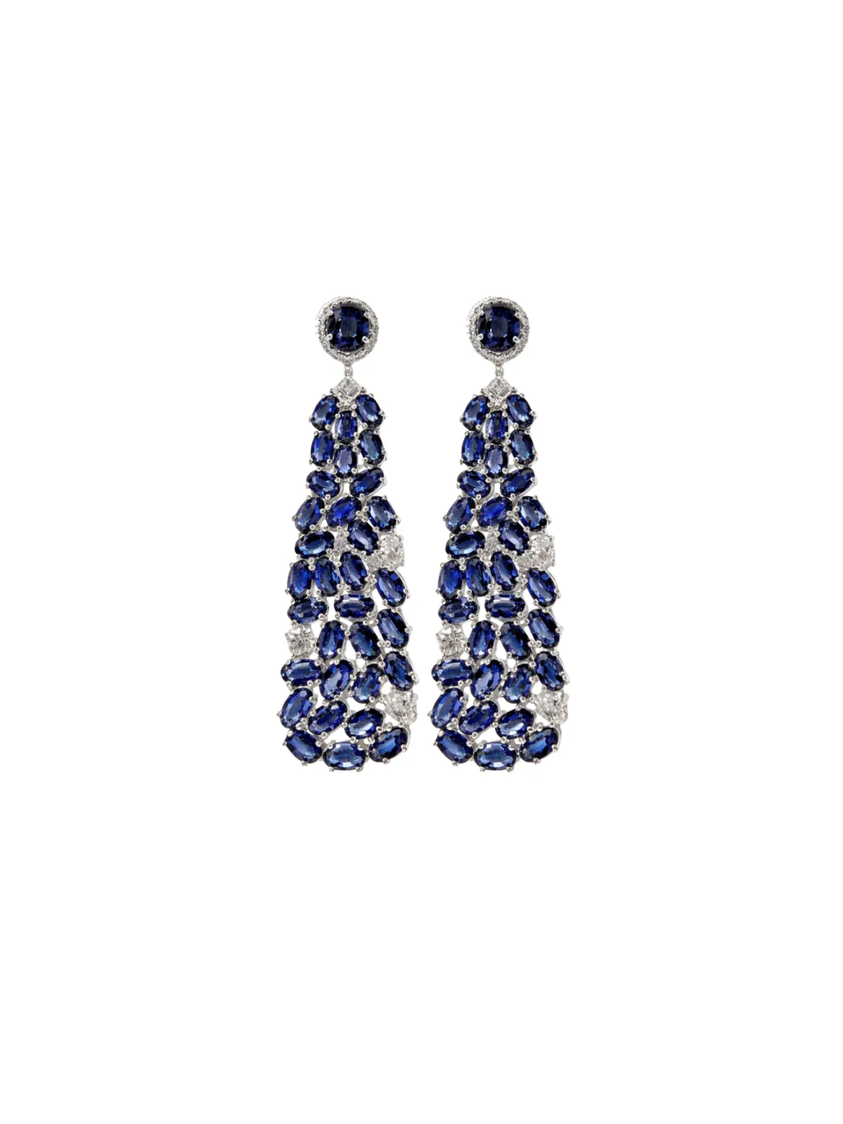 20.80ct Diamond Sapphire 14K Gold Statement Earrings sold by Wish Fine Jewelry