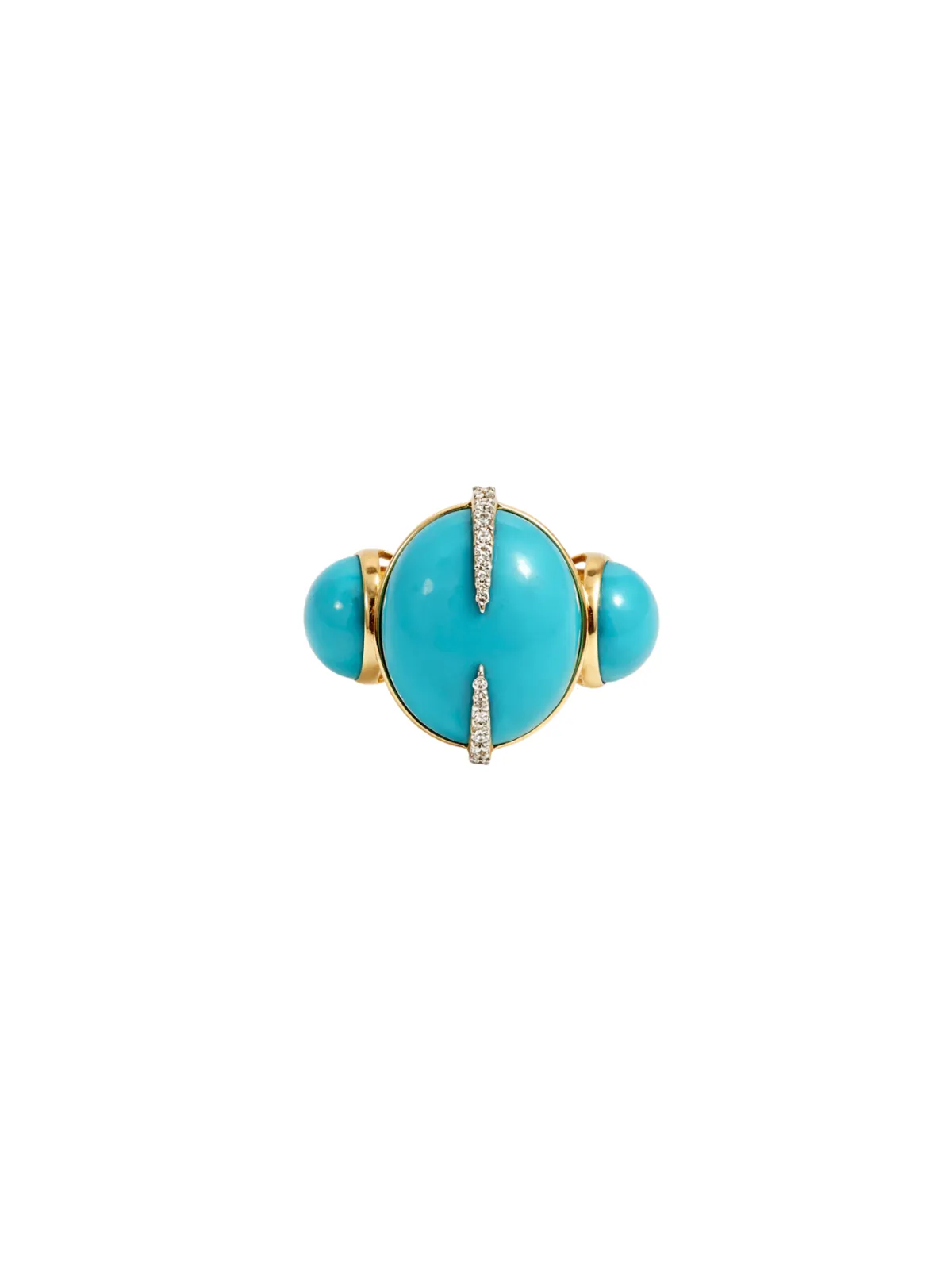 17.02ct Diamond Turquoise 18K Gold Cocktail Ring sold by Wish Fine Jewelry