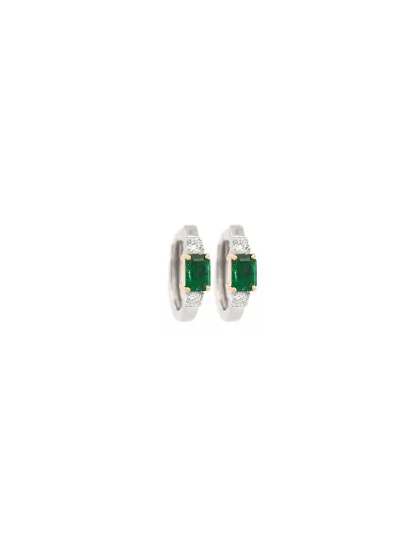 1.40ct Diamond Emerald 14K Gold Hoop Earring sold by Wish Fine Jewelry