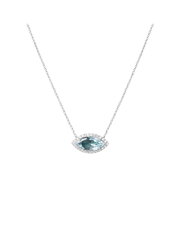 2.68ct Diamond Aquamarine 14K Gold Eye Necklace sold by Wish Fine Jewelry