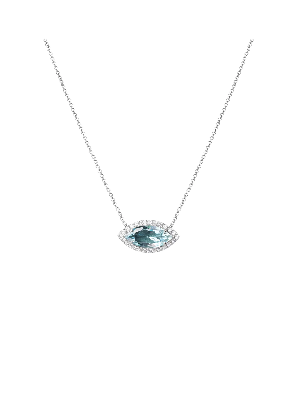 2.68ct Diamond Aquamarine 14K Gold Eye Necklace sold by Wish Fine Jewelry