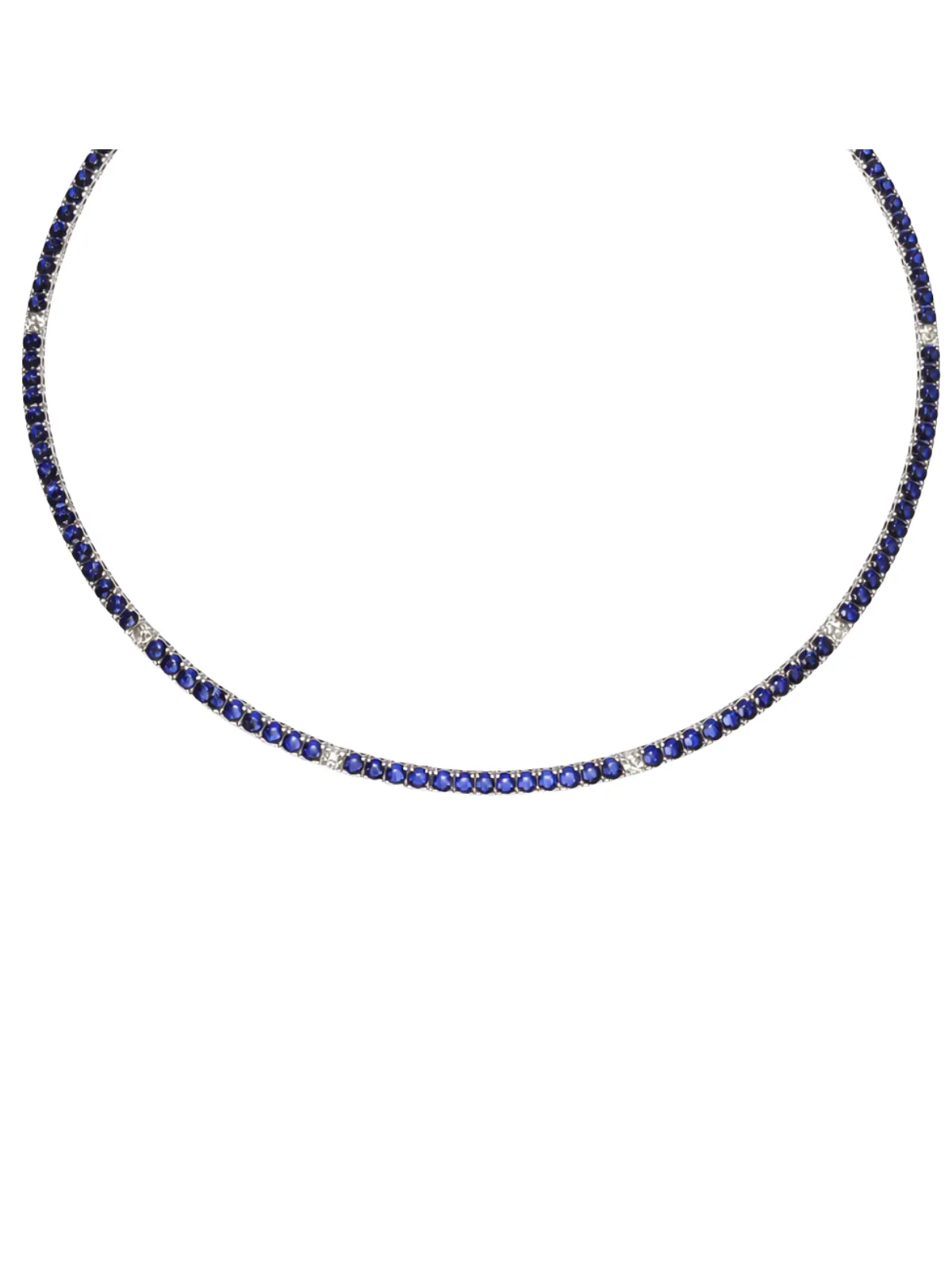 14.83ct Diamond Sapphire 14K Gold Tennis Necklace sold by Wish Fine Jewelry
