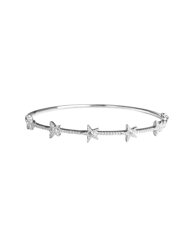 1.04ct Diamond 14K Gold Star Bangle Bracelet sold by Wish Fine Jewelry