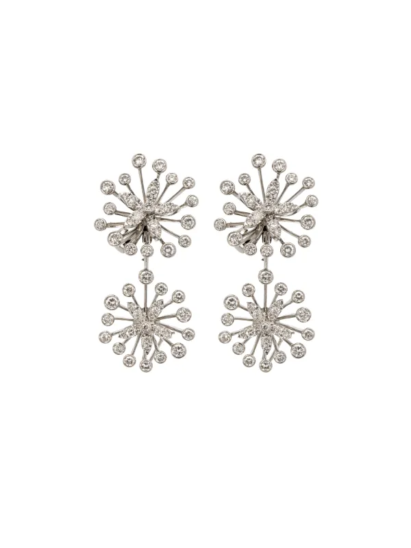 4.00ct Diamond 18K Gold Flower Clip On Earrings sold by Wish Fine Jewelry