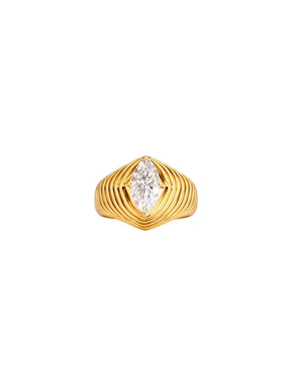 2.04ct Diamond 18K Gold Marquise Grooved Ring sold by Wish Fine Jewelry