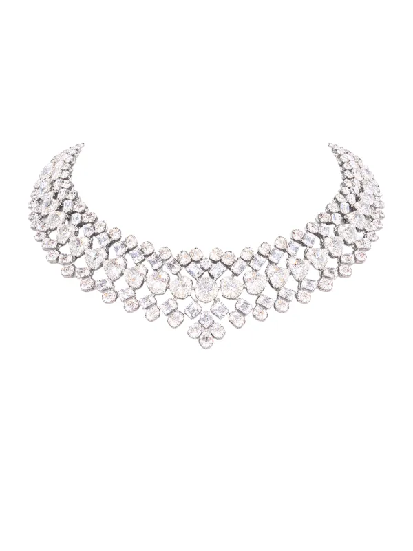 50.22ct Diamond 18K Gold Statement Choker Tennis Necklace sold by Wish Fine Jewelry