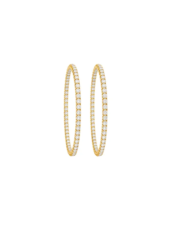 6.00ct Diamond 18K Gold Inside Outside Hoop Earrings sold by Wish Fine Jewelry