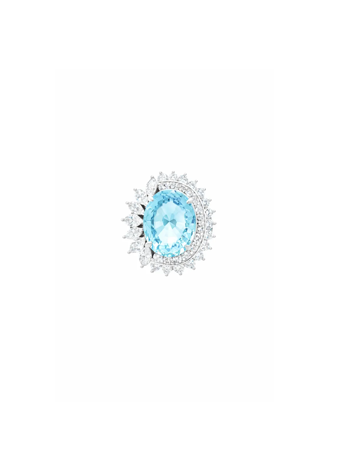 6.05ct Diamond Aquamarine Platinum Cocktail Ring sold by Wish Fine Jewelry