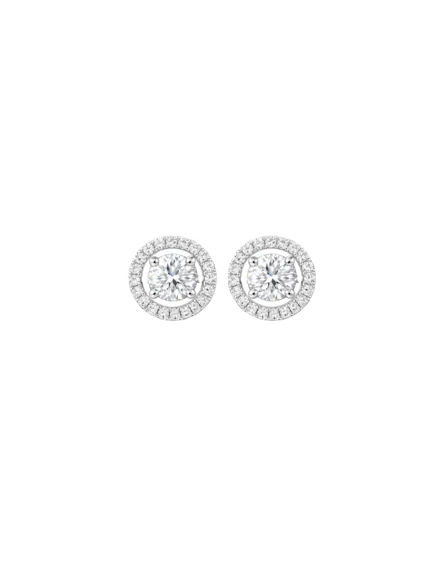 1.89ct Diamond 14K Gold Halo Stud Earring sold by Wish Fine Jewelry