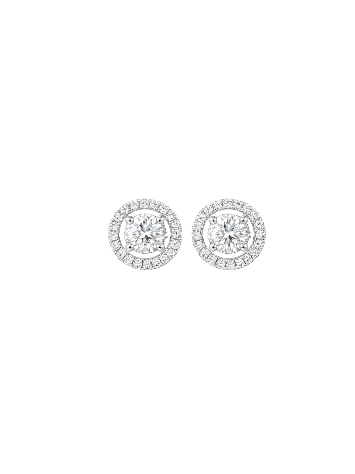 1.89ct Diamond 14K Gold Halo Stud Earring sold by Wish Fine Jewelry