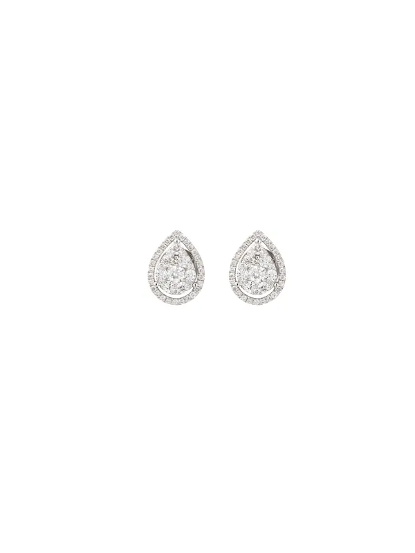 0.86ct Diamond 18K Gold Pear Cluster Stud Earrings sold by Wish Fine Jewelry