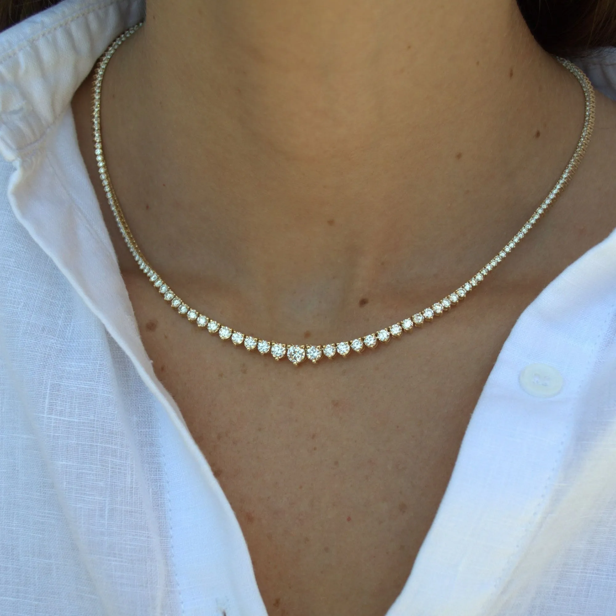 10.07ct Diamond 14K Gold Graduated Tennis Necklace sold by Wish Fine Jewelry product image thumbnail 2