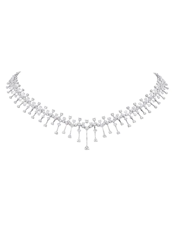 11.34ct Diamond 18K Gold Statement Floating Tennis Necklace made by Wish Fine Jewelry