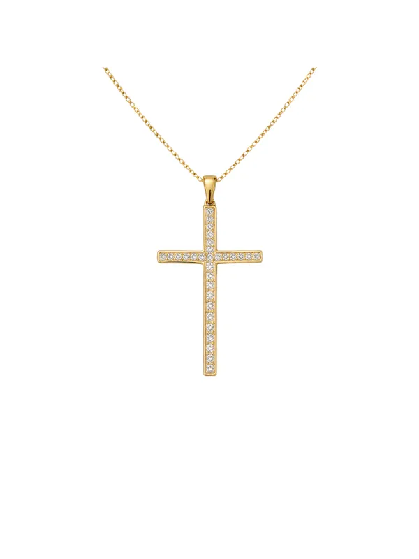 0.32ct Diamond 14K Gold Cross Pendant Chain Necklace sold by Wish Fine Jewelry