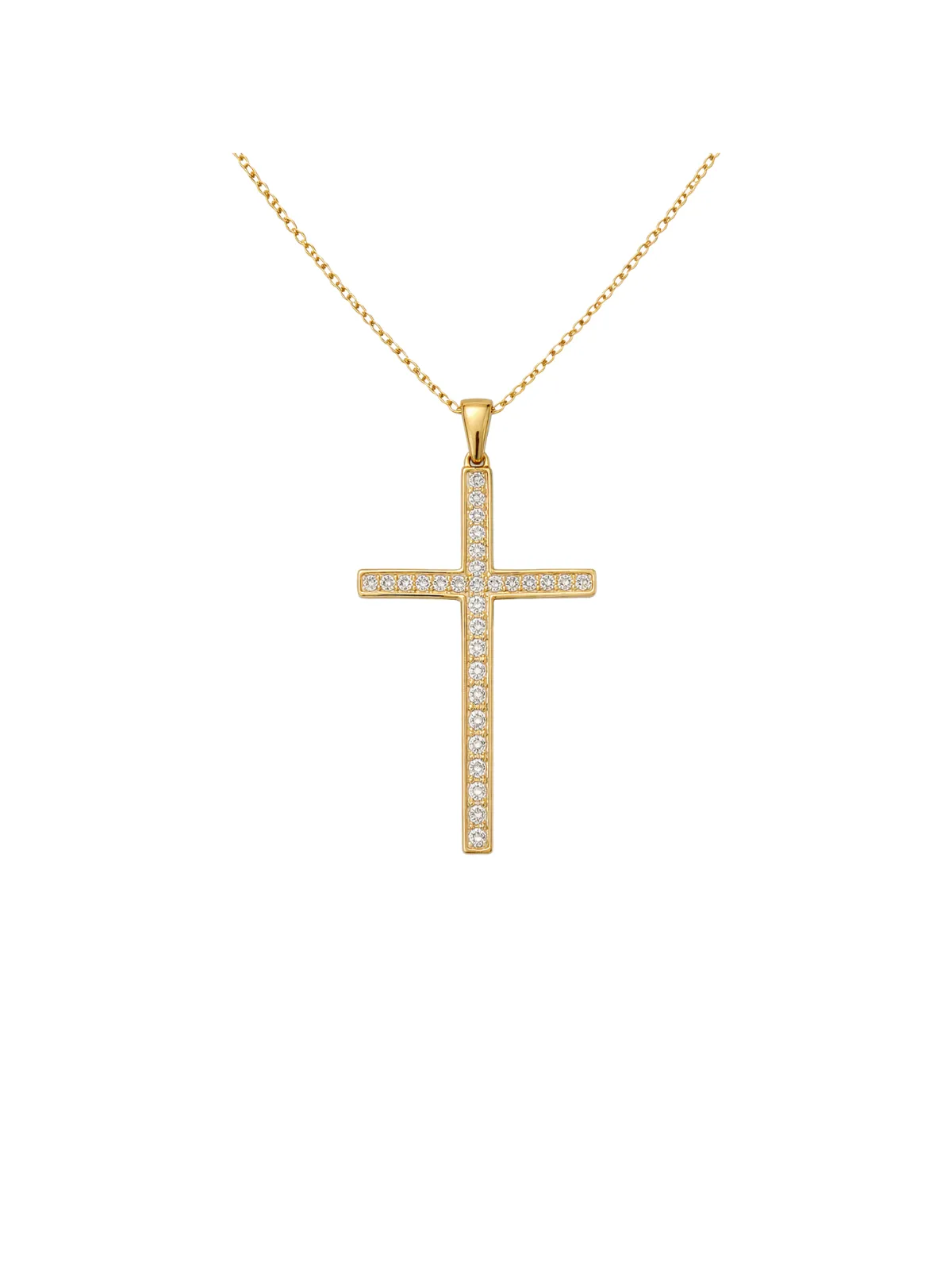 0.32ct Diamond 14K Gold Cross Pendant Chain Necklace sold by Wish Fine Jewelry