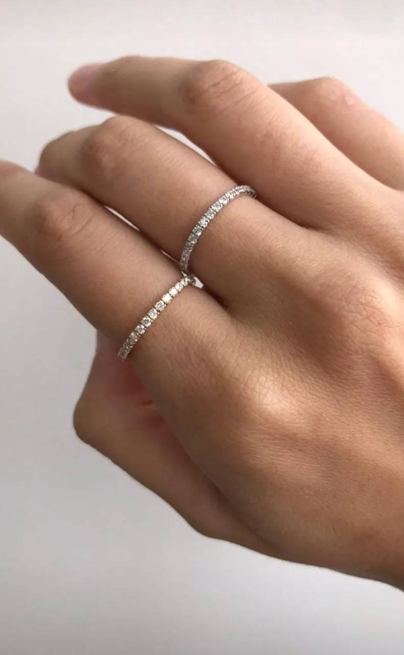 0.49ct Diamond 18K Gold Pinky Eternity Ring sold by Wish Fine Jewelry product image thumbnail 2